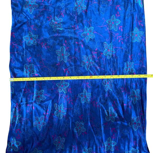 Valarie Stevens 90's Blue Floral Maxi Midi Slip Dress Size M Romantic Feminine - Picture 4 of 10